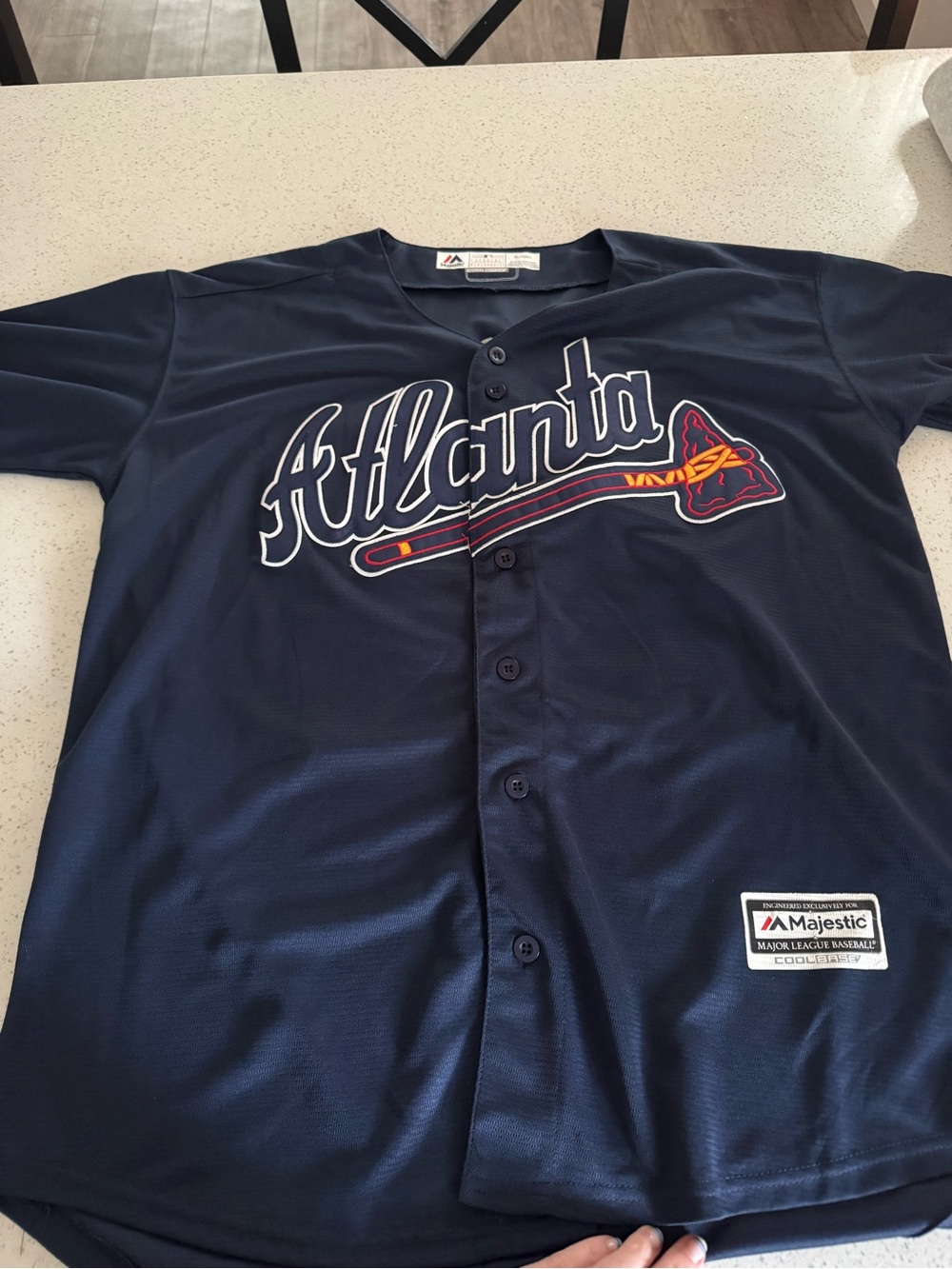 Majestic Atlanta Navy Baseball Jersey